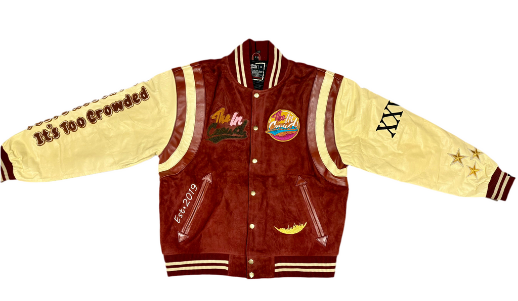 Deep Burgundy Suede Varsity Jacket Preorder
