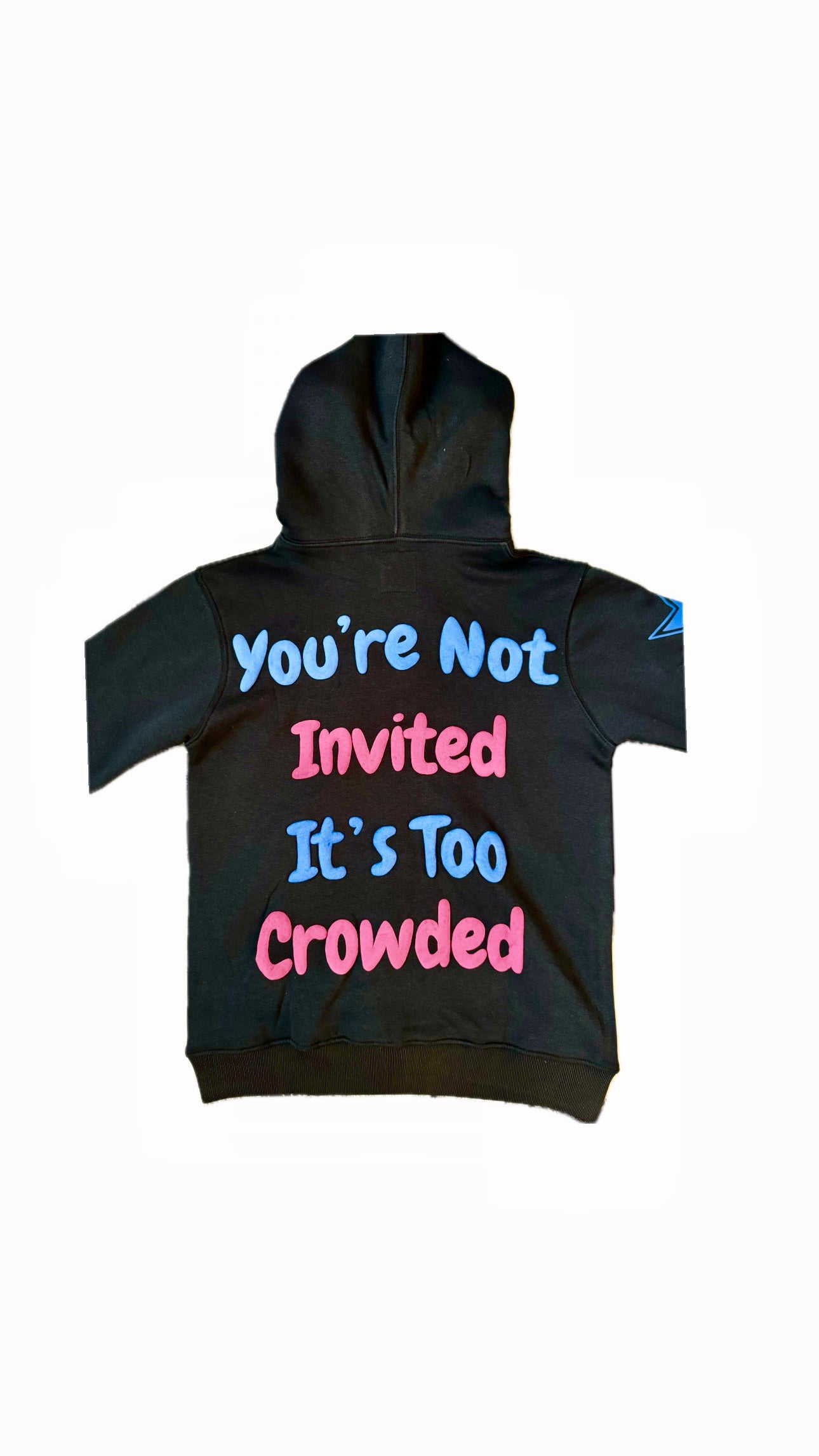 Black Full Zip Puff Print Hoody