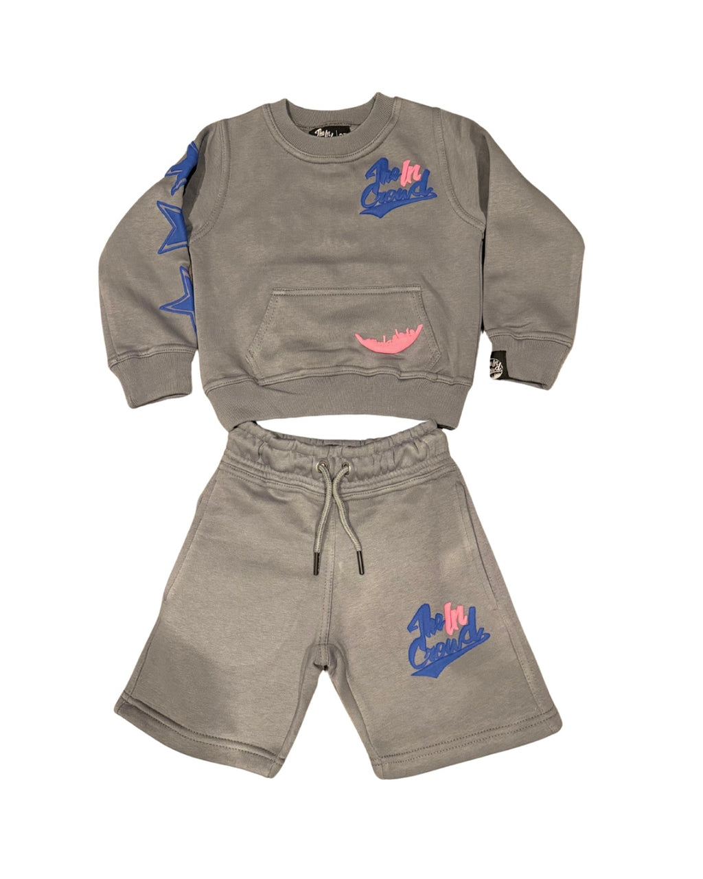 Kid’s Cool Grey Puff Print SweatShorts Set