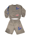 Kid’s Cool Grey Puff Print SweatShorts Set