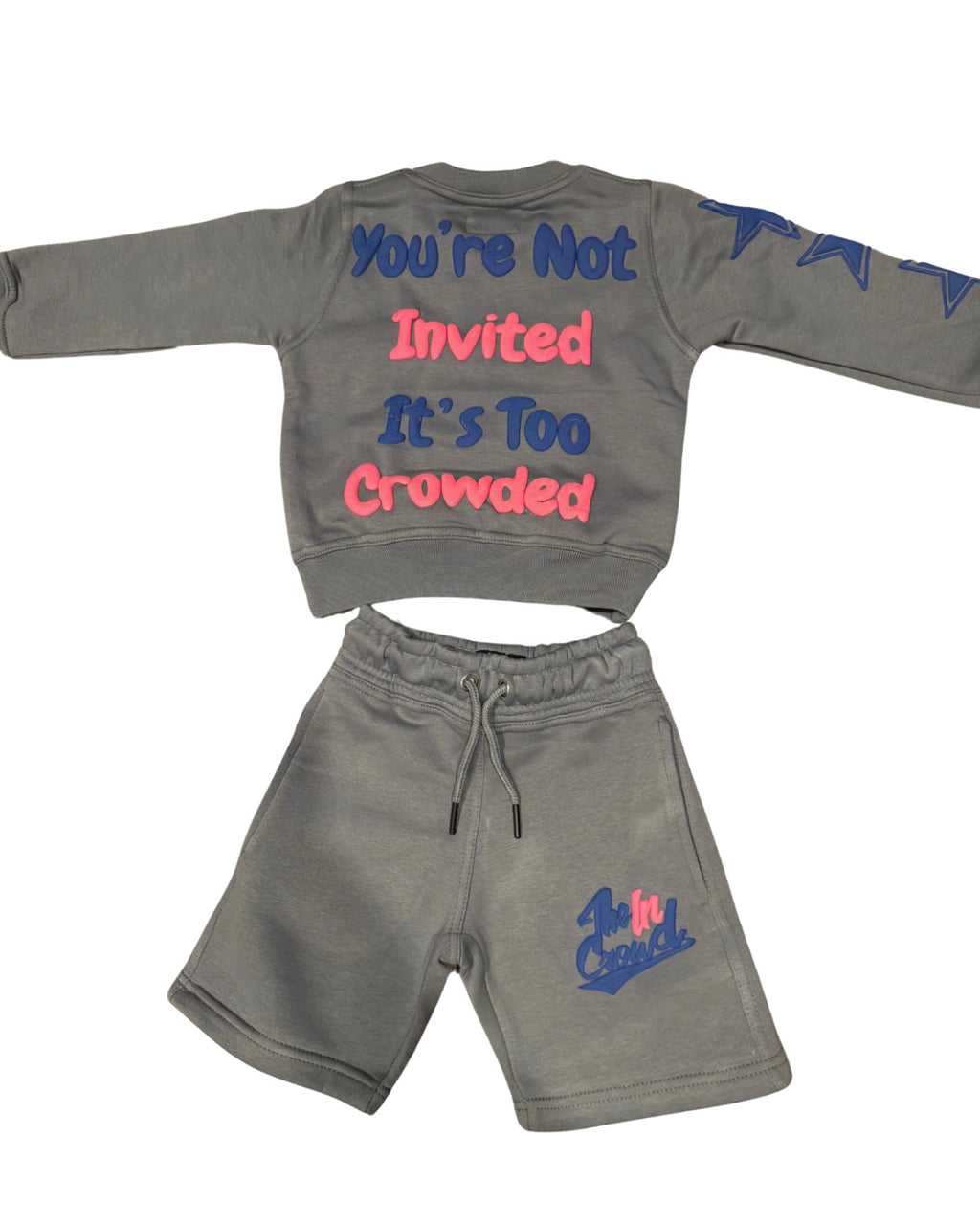 Kid’s Cool Grey Puff Print SweatShorts Set