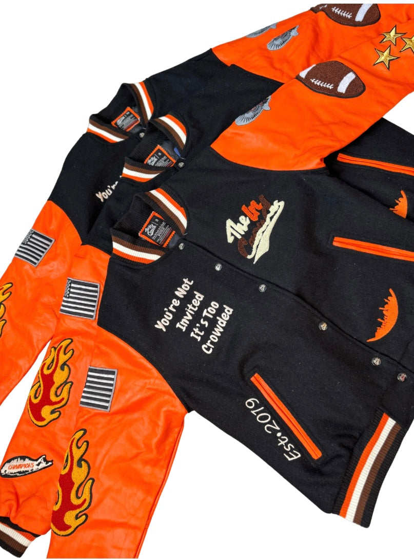 Black/Burnt Orange Varsity Jacket