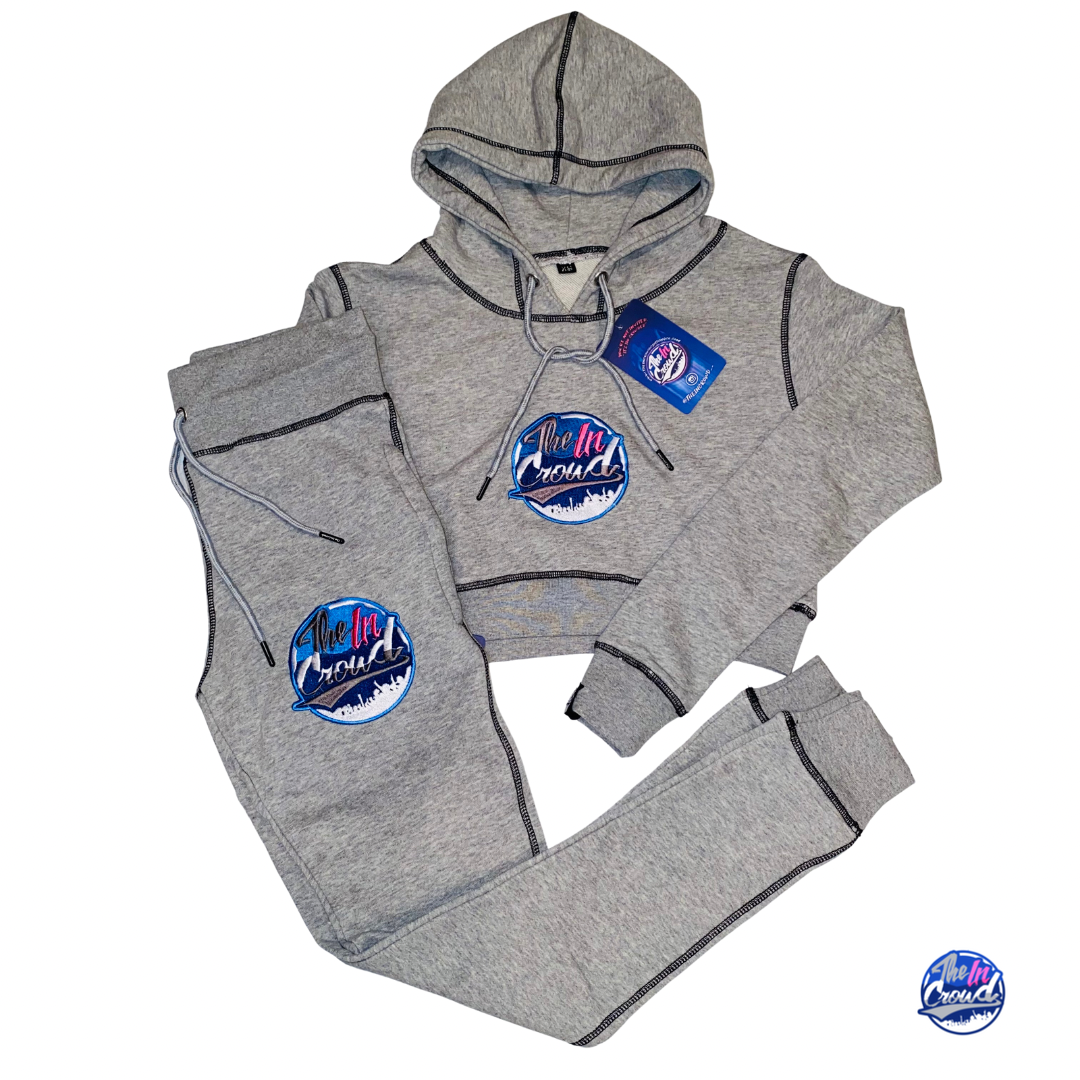 Grey Light Weight  “Body Goals” Crop Top Set