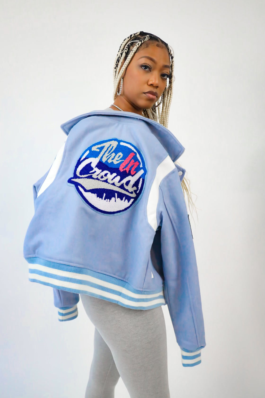 Women's varsity sales jacket with hood