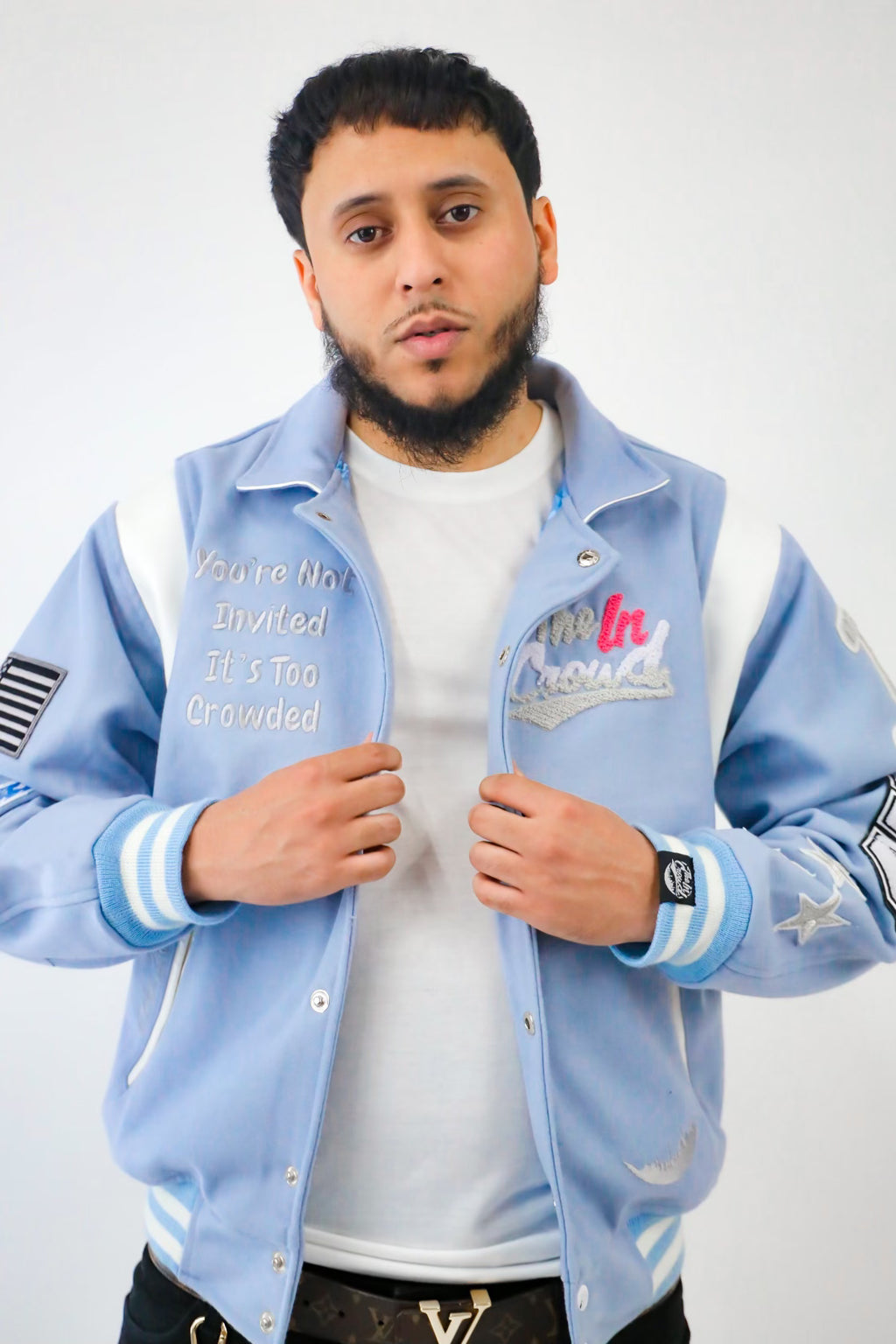 Men’s powder blue varsity Jacket