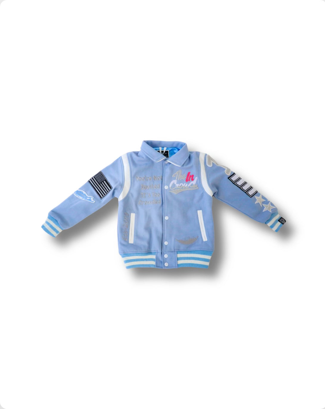 Powder Blue Kids Varsity Jacket