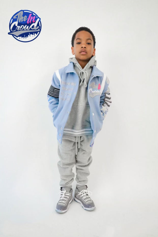 Powder Blue Kids Varsity Jacket