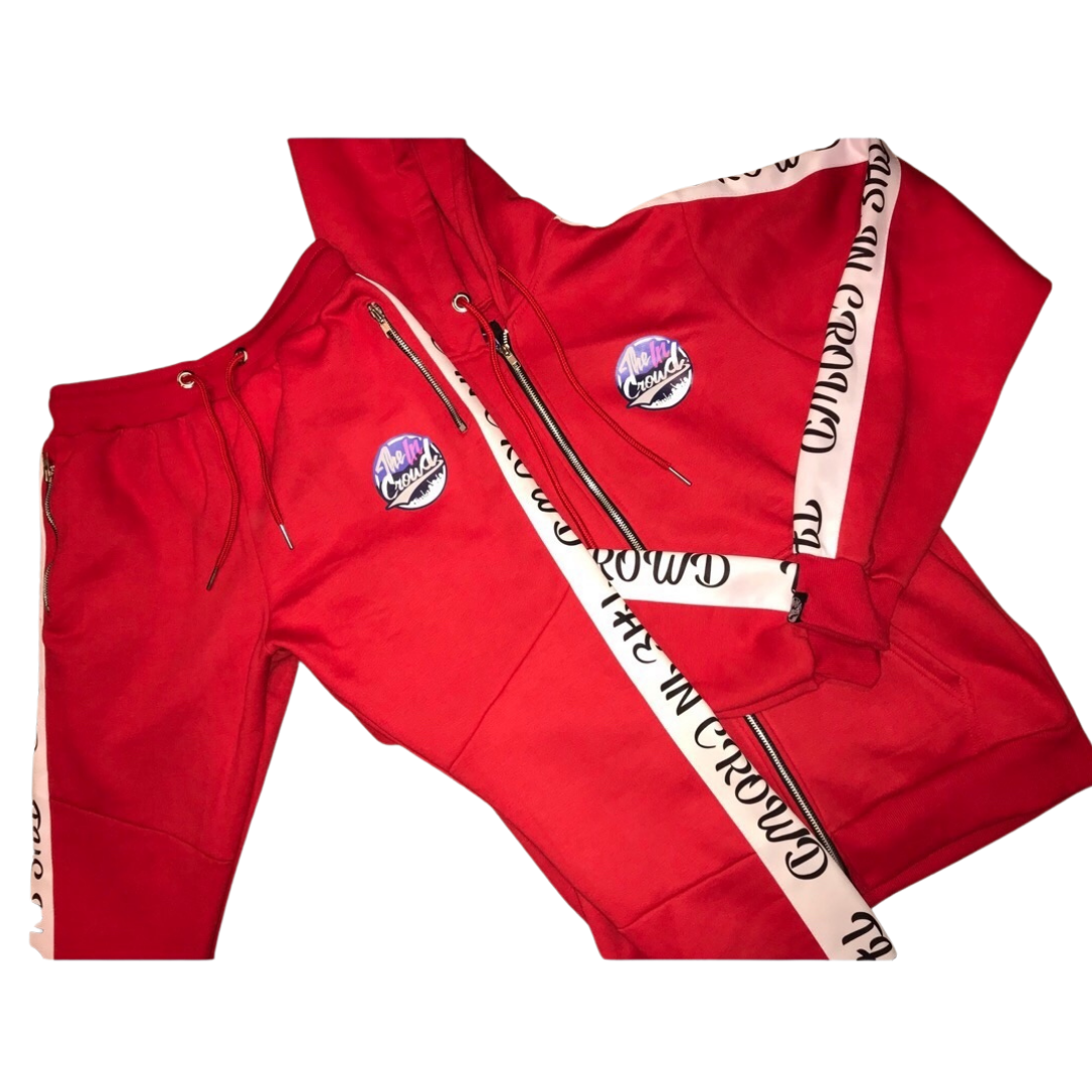 The in crowd "swaggy" full red sweat suit